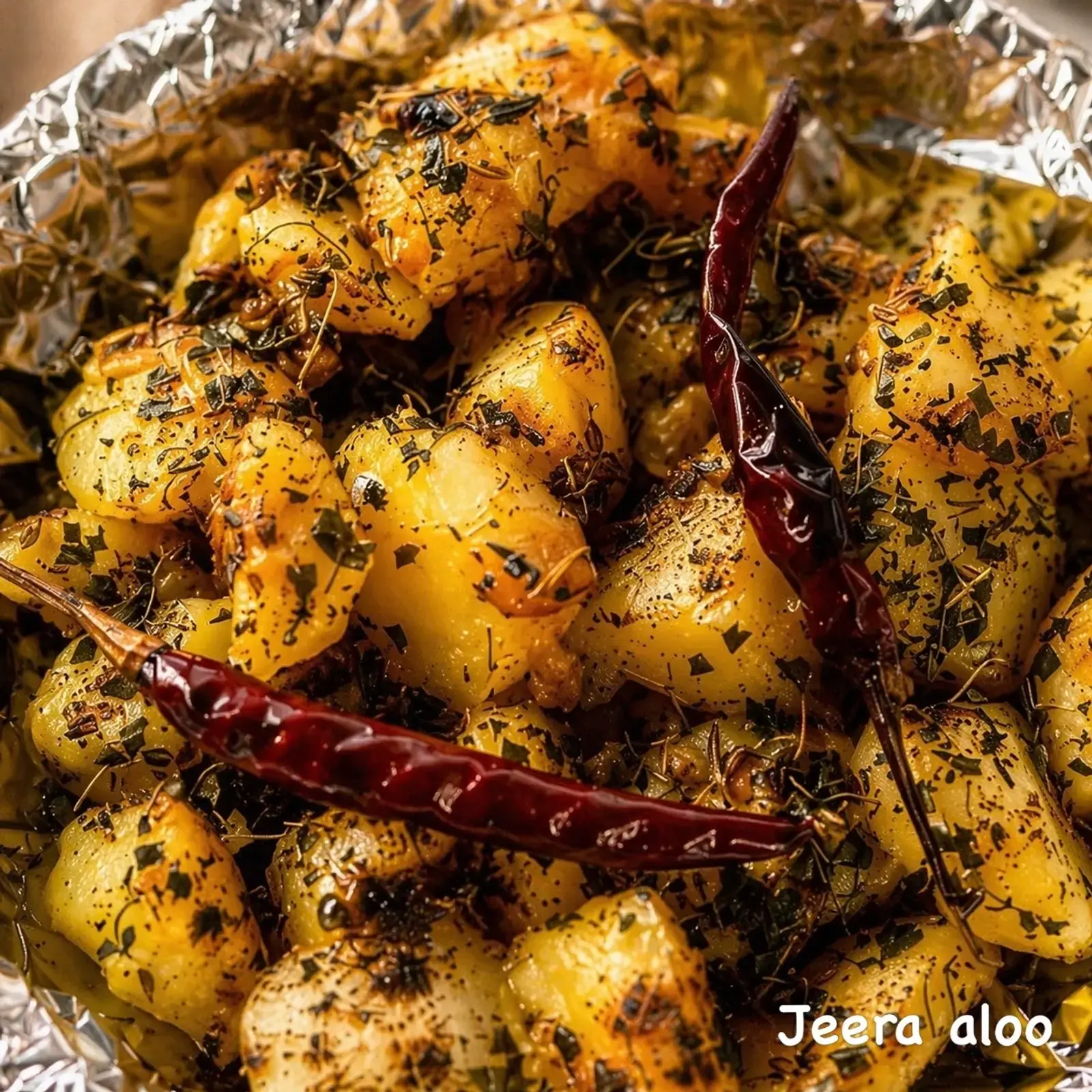 Jeera aloo with whole spices